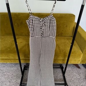 Chic Black and White Houndstooth Jumpsuit